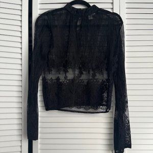 NWT Bar III Sheer L/S Sheer Blouse Size Small